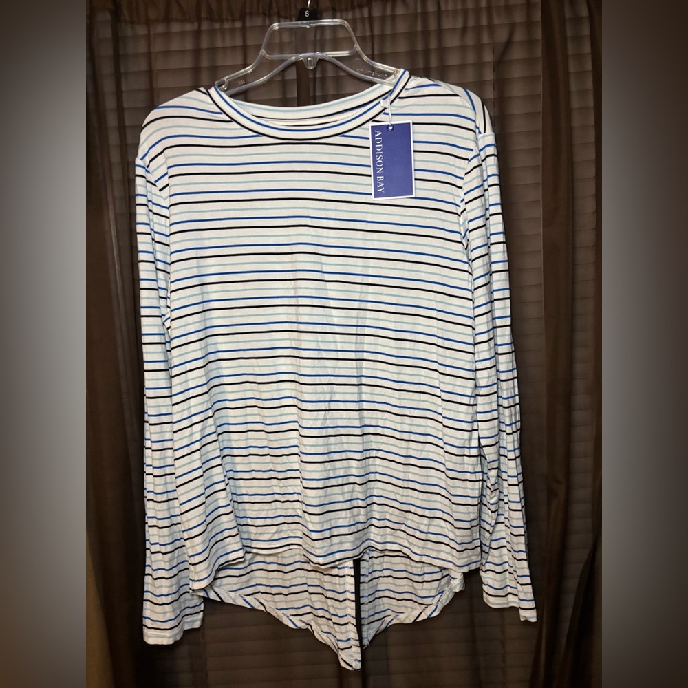 Addison Bay Striped Tie-Back Long Sleeve Top